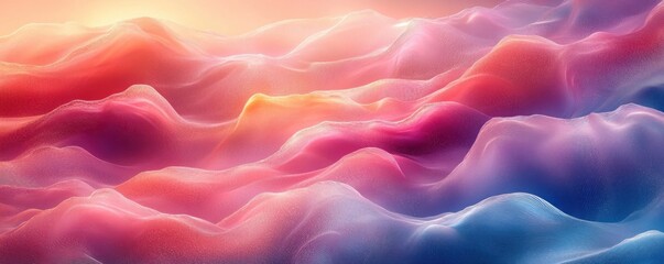 Poster - vibrant pink and blue wavy background with smooth gradients and soft lighting