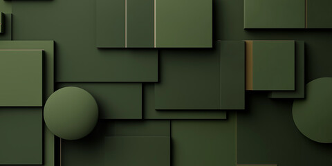 Aufkleber - Abstract green geometric shapes creating modern background design