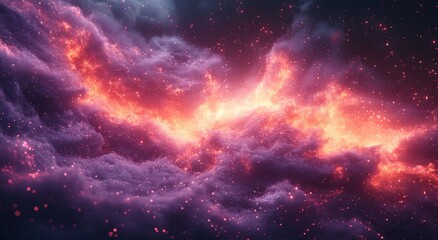 Poster - Purple Magic Circle Glowing in Darkness with Cosmic Nebula Effect and Swirling Particles