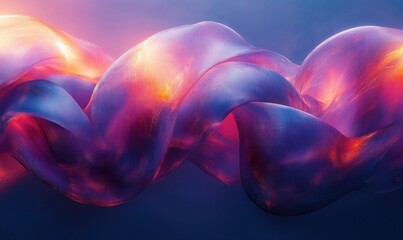 Poster - Vibrant Abstract Geometric Shapes with Soft Neon Lighting and Blue Purple Gradients