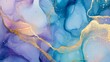 © Nazia - Abstract blue, violet, and gold glitter background with marble texture and alcohol ink art