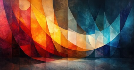 Poster - Geometric Glass Forms in Dramatic Lighting Minimalist Abstract Art