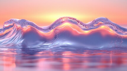 Poster - Fluid Iridescent Wave in Minimalist Pastel Background 3D Render Abstract Design