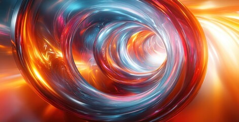 Poster - Vibrant Abstract Metallic Rings Futuristic Scene with Shimmering Reflections and Soft Lighting