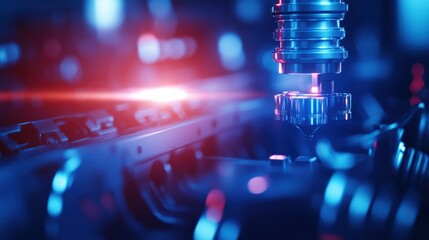 Aufkleber - A robotic arm assembling components on an automated assembly line under precise industrial lighting