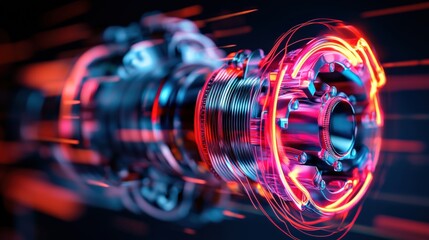 Aufkleber - A detailed visualization of a turbocharger cutaway model, showing inner mechanisms and airflow paths