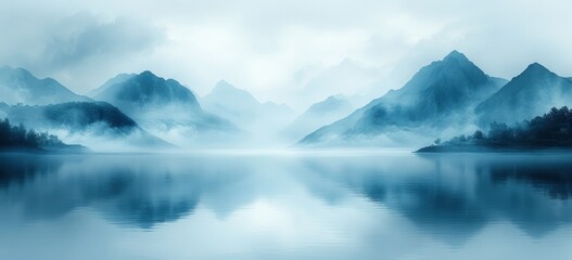 Poster - Abstract Landscape Gradient Background in Light Blue and Gray Soft Textured Minimalism Design