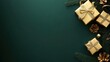 © John - Elegant Golden Christmas Tree Ornaments with Gifts on Deep Green Background