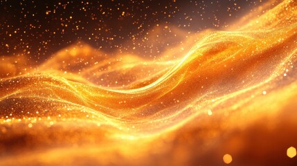 Fototapete - Golden Light Abstract Background with Swirling Trails and Sparkling Effects