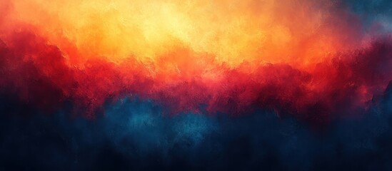 Poster - Abstract Gradient Background with Deep Blue to Warm Orange Hues and Grainy Texture