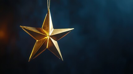 Wall Mural - Gold star light hanging on dark backgroundGold star light hanging on dark background