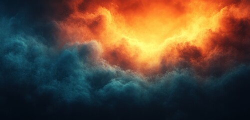 Poster - Gradient Color Transition Poster Background Deep Blue Orange Pink Retro Minimalist Design