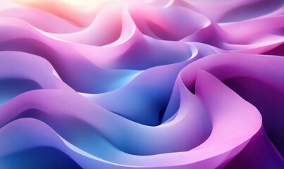 Poster - Minimalist Abstract 3D Render of Spiraling Shapes in Soft Purple and Blue Gradients with Geometric Harmony