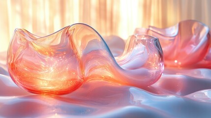 Leinwandbilder - Translucent Glass Shapes Surreal Composition Ethereal Lighting Modern Design