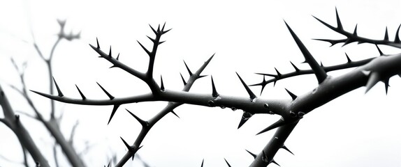 Photo of a black and white tree branch against a white background, with a shallow depth of field, jpeg artifacts, high quality