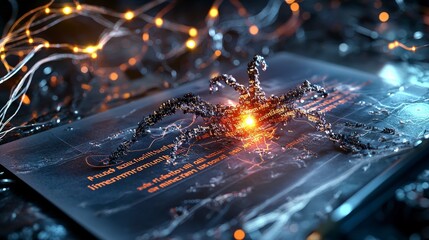 Poster - Surreal glowing report sheet with intricate light patterns digital studio visual art abstract technology concept