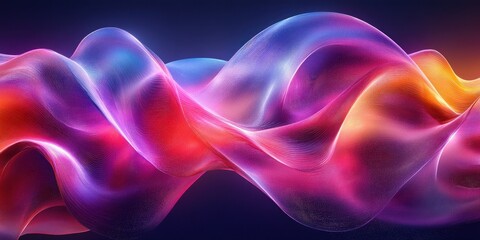 Poster - Futuristic Abstract Composition of Intertwined Ribbons with Iridescent Colors and Smooth Curves