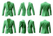 © PERFECTisME - green blazer jacket mockup isolated on transparent background. front. back. and side views