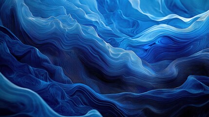 Poster - Abstract waves in varying shades of blue, creating a serene and tranquil mood.