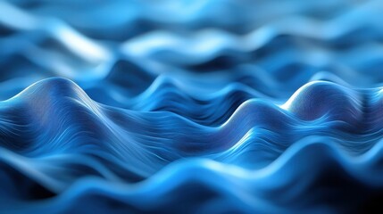 Poster - Abstract fluid waves in varying shades of blue create a serene and calming atmosphere.
