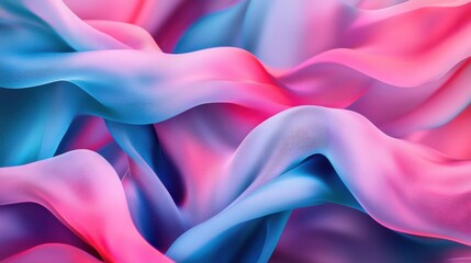 Poster - A mesmerizing swirl of soft, flowing fabric in pink and blue hues, creating a dynamic and colorful texture.