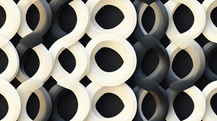 Poster - Abstract geometric pattern with interlocking loops in black and white tones, creating a modern visual texture.
