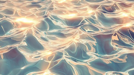Poster - Rippled water surface reflecting warm light, creating an ethereal and serene atmosphere.