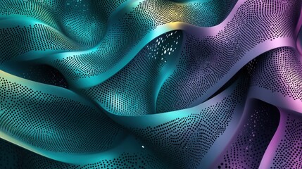 Poster - An abstract, vibrant texture featuring flowing waves in teal, purple, and black, creating a sense of depth and movement.