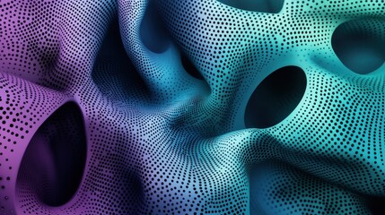 Poster - Abstract multicolored texture with deep holes and wavy patterns, showcasing vibrant purple and teal hues.