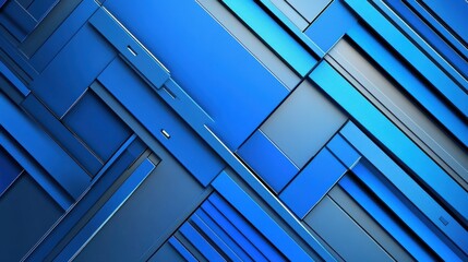 Poster - A vibrant abstract composition of blue geometric shapes and lines, creating a dynamic and modern visual.