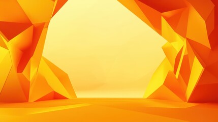Poster - Abstract geometric landscape in vibrant yellow tones, creating a warm and inviting atmosphere.