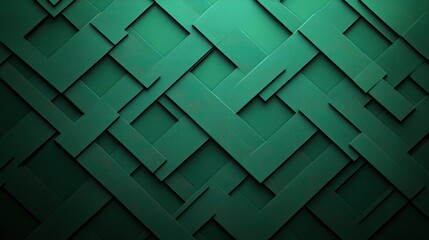 Poster - Abstract green geometric pattern with layered rectangular shapes creating a modern and dynamic visual effect.