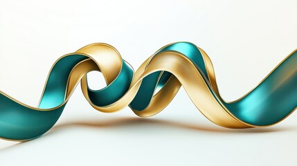 Poster - A fluid, intertwined ribbon design showcasing teal and gold tones, creating an elegant and dynamic visual.