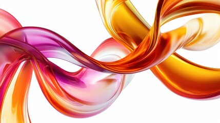 Poster - A vibrant swirl of colorful abstract waves in shades of orange, pink, and yellow creating a dynamic visual effect.