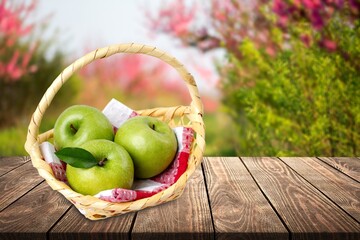 Sticker - Fresh tasty sweet ripe apple fruits