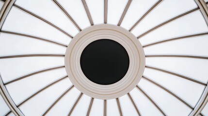 Poster - A circular ceiling design featuring radiating lines and a central dark circle, creating a visually striking pattern.