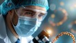 © tuiphotoengineer - Surgeon dressed in blue medical scrubs mask and gloves performing a medical procedure or surgery in a hospital or medical facility