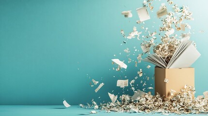 Poster - Sleek and Minimalistic Floating Document Shredder with Subtle Shadows   An Elegant Solution for Secure and Efficient Paperwork Disposal in the Modern Workspace