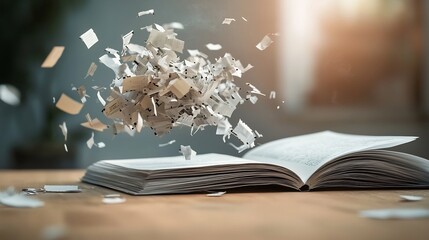 Poster - A sleek and modern minimalist floating document shredder with subtle shadows designed for secure and efficient document destruction in the office environment
