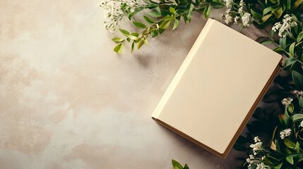 Poster - Floating binder organizer with soft shadows and a neutral beige gray toned background creating a minimalist and elegant desk organization solution