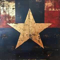 Wall Mural - Texas Lone Star Flag: Gold Leaf Painting