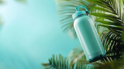 Poster - A sleek school friendly water bottle design floating in a minimalist studio setting casting soft serene shadows and highlighting the transparent modern aesthetic
