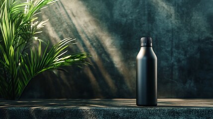 Poster - A sleek and modern floating water bottle with a clean school friendly design casting soft shadows and reflections in a minimalist contemporary setting
