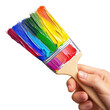 © Kainat - Hand holding rainbow paintbrush with transparent background