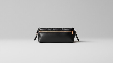 Poster - Minimalist and Elegant Floating Pen Case with Zippers Clean Lines and Sleek Design Displayed on a White Backdrop for Commercial or Promotional Use