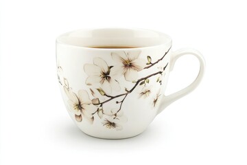 Poster - A white coffee cup with a hot latte, isolated on a white background