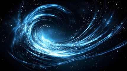Aufkleber - A swirling blue cosmic wave against a dark backdrop, filled with sparkling stars, evoking a sense of depth and the beauty of the universe