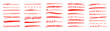 © Polina Tomtosova - Red marker underline brush stroke set. Marker red pen highlights squiggle stroke. Vector swoosh brush handwritten underline set for accent, pencil emphasis element. Vector illustration