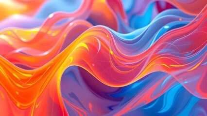 Poster - Colorful Abstract Waves and Curves with Flowing Patterns