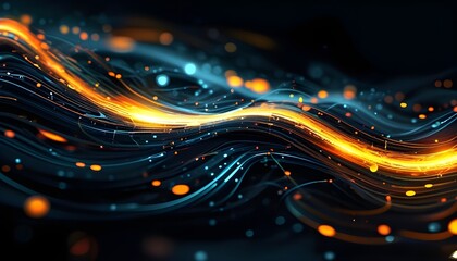 Poster - Glowing Abstract Lines in Futuristic Wave Design